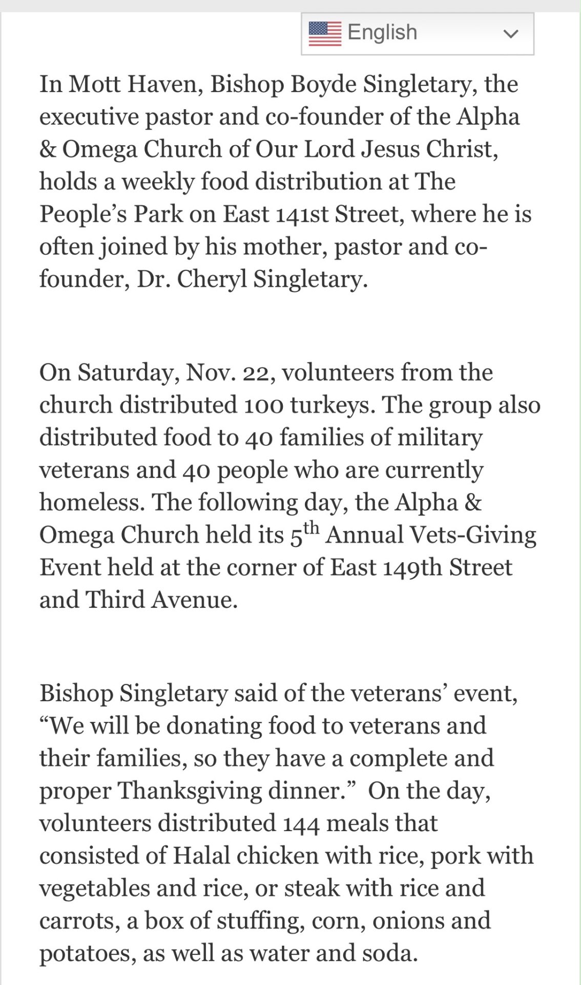 Press Coverage - Weekly Food Distribution at The People's Park