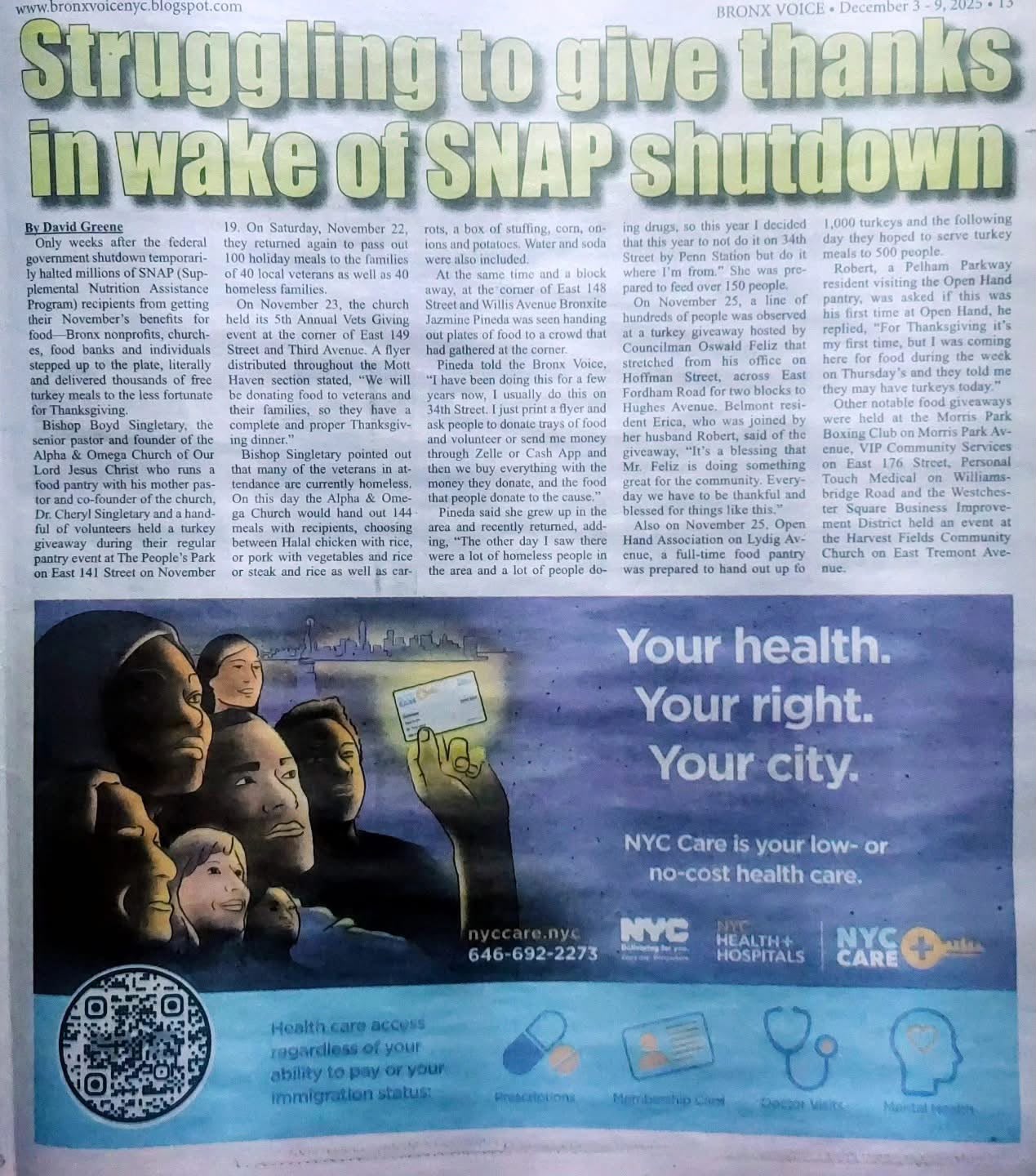 Bronx Voice - Struggling to Give Thanks in Wake of SNAP Shutdown