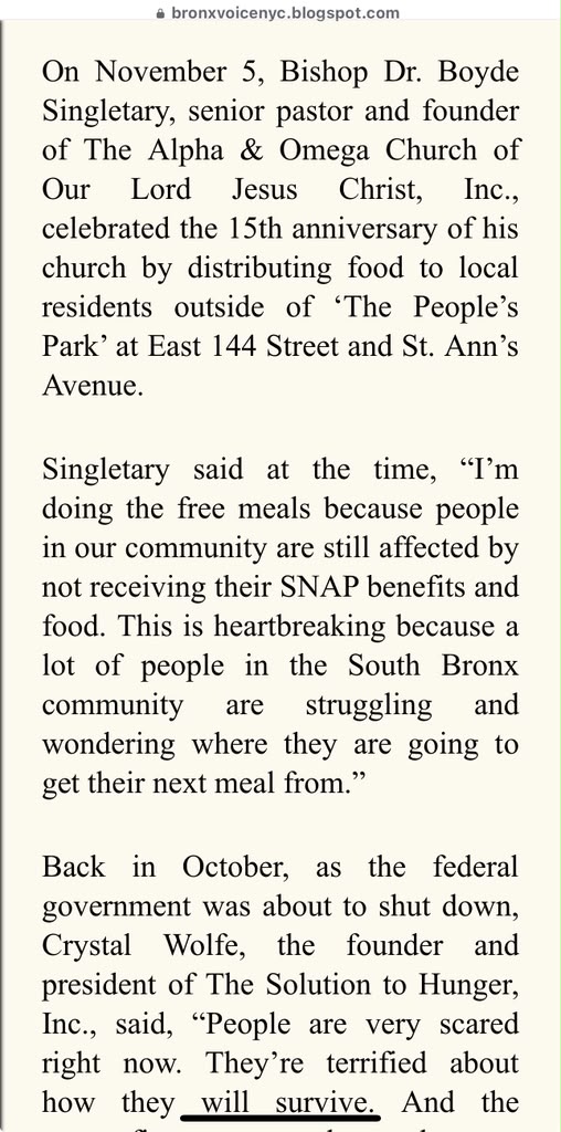 Bronx Voice NYC - 15th Anniversary Free Meal Coverage